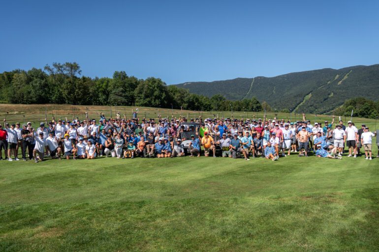 A group of golfers at the Sugarbush Resort Golf Club for the High Fives golf tournament