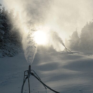 snow guns blowing snow