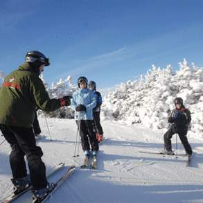 group of skiers lesson